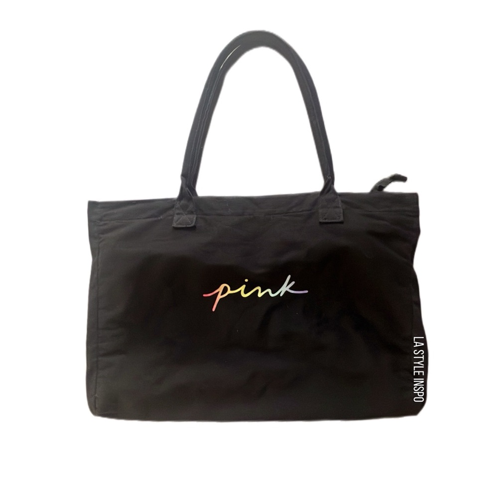 PINK Victoria's Secret Black Tote Bag Modern Minimalist Design